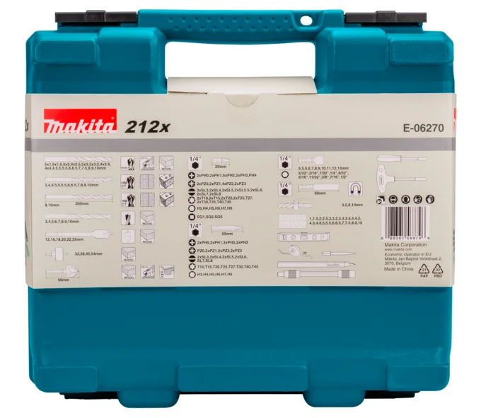 Set burghiuri, biți și carote 212 buc MAKITA E-06270 3-54mm HSS-9