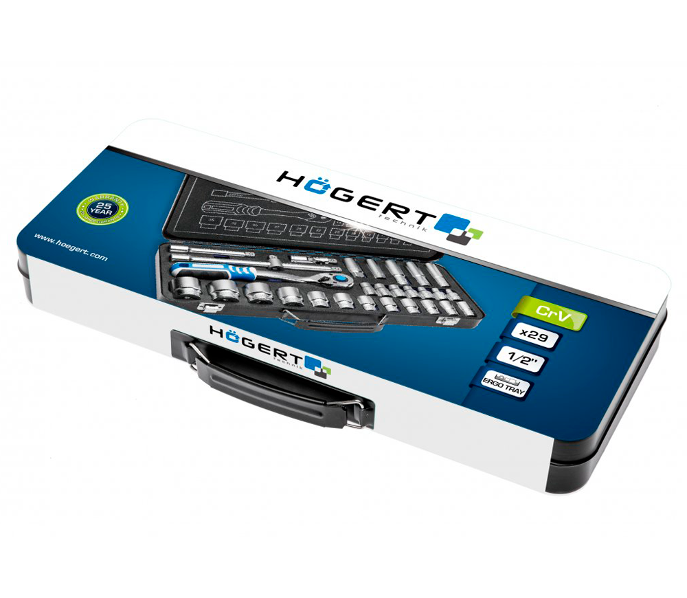Набор 29шт головки торцевые HOEGERT HT1R480 8-36 мм photo 0