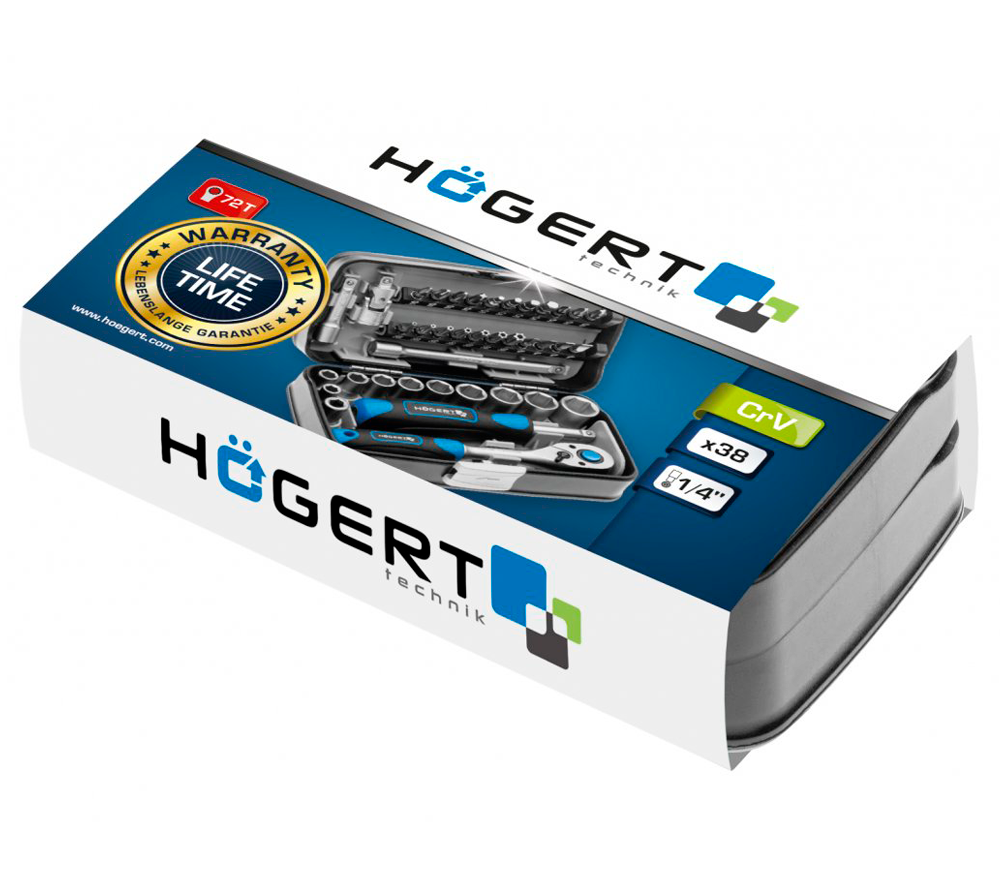 Набор 38шт головки торцевые HOEGERT HT1R462 5.5-14 мм photo 3