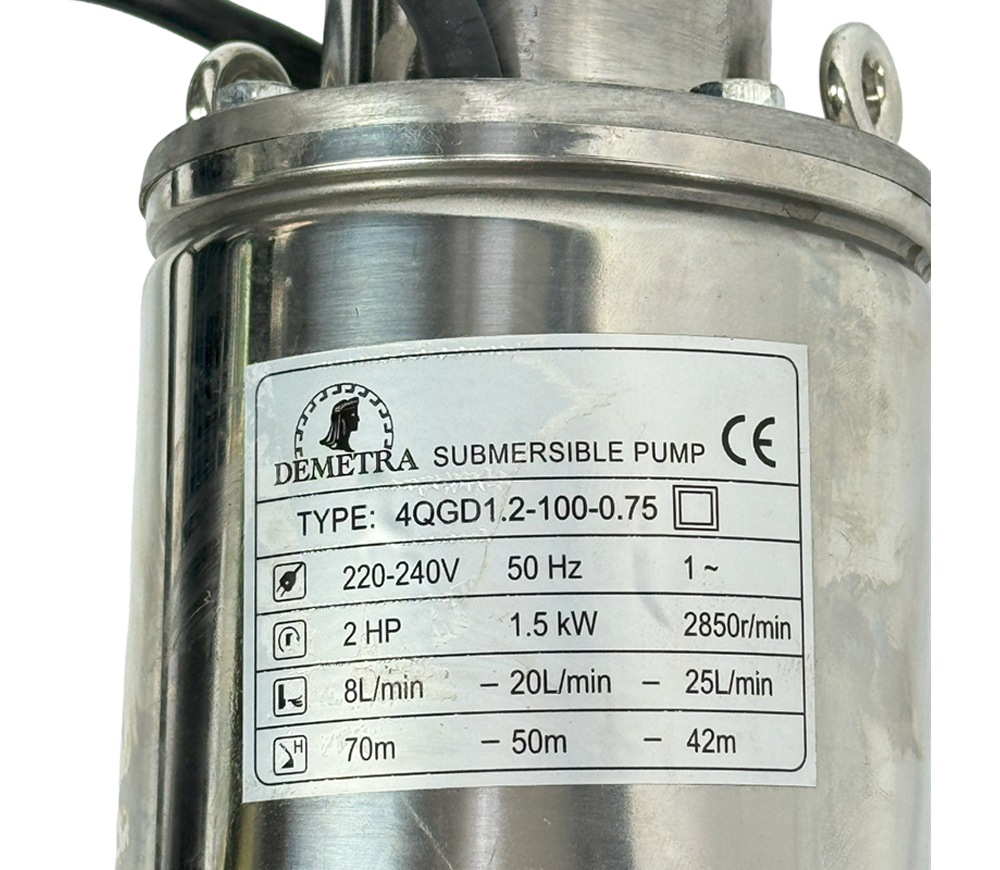 Скважинный насос Demetra 4QGD1.2-100-0.75 1500вт 1500л/ч photo 0