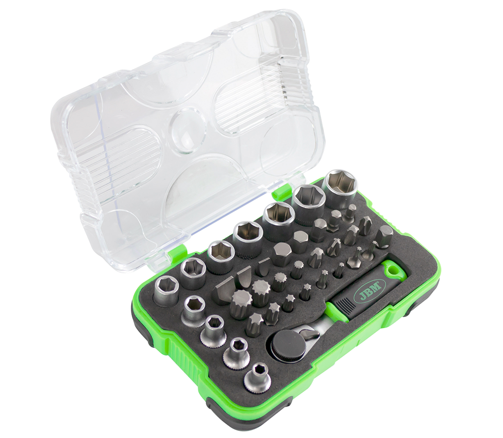 Set de duze tubulare și biți 37buc JBM-53156 4-13 mm SL/PH/PZ/T(TX)/HEX/Spline photo 0