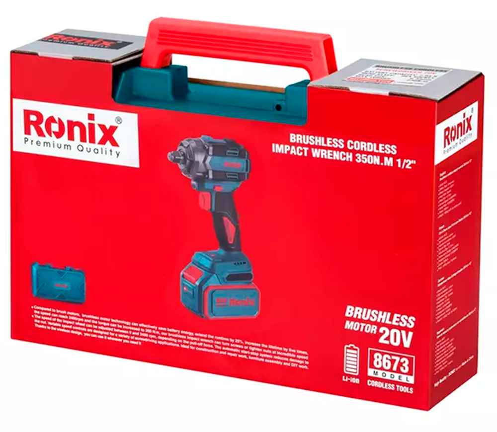 Гайковерт аккумуляторный RONIX 8673 20В 4Ач 500Нм photo 11