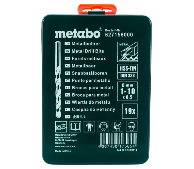 Набор сверл по металлу METABO 627156000 1-10мм HSS-TIN-3