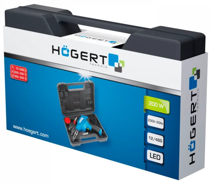 Импульсный паяльник HOEGERT HT2C311 200вт 500°C Сетевой-3