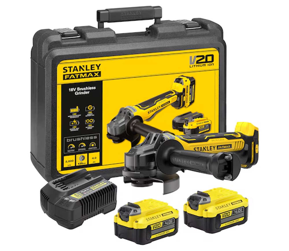 Угловая шлифмашина аккумуляторная STANLEY SFMCG700M2K-QW 125мм 18В 4Ач photo