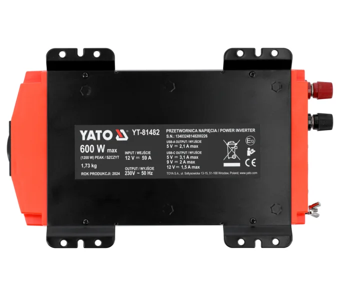 Преобразователь напряжения YATO YT81482 0.6квт 12В-5