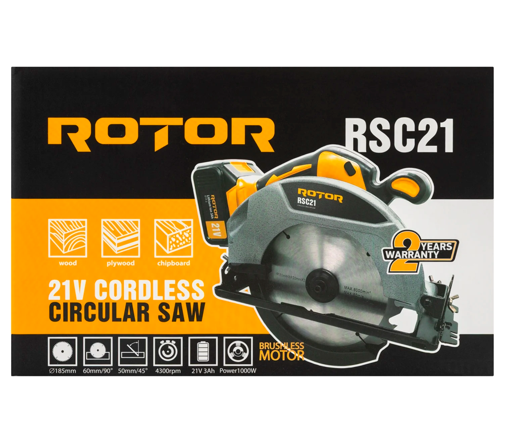 Дисковая пила аккумуляторная ROTOR RSC21 185мм 21В 3Ач photo 7