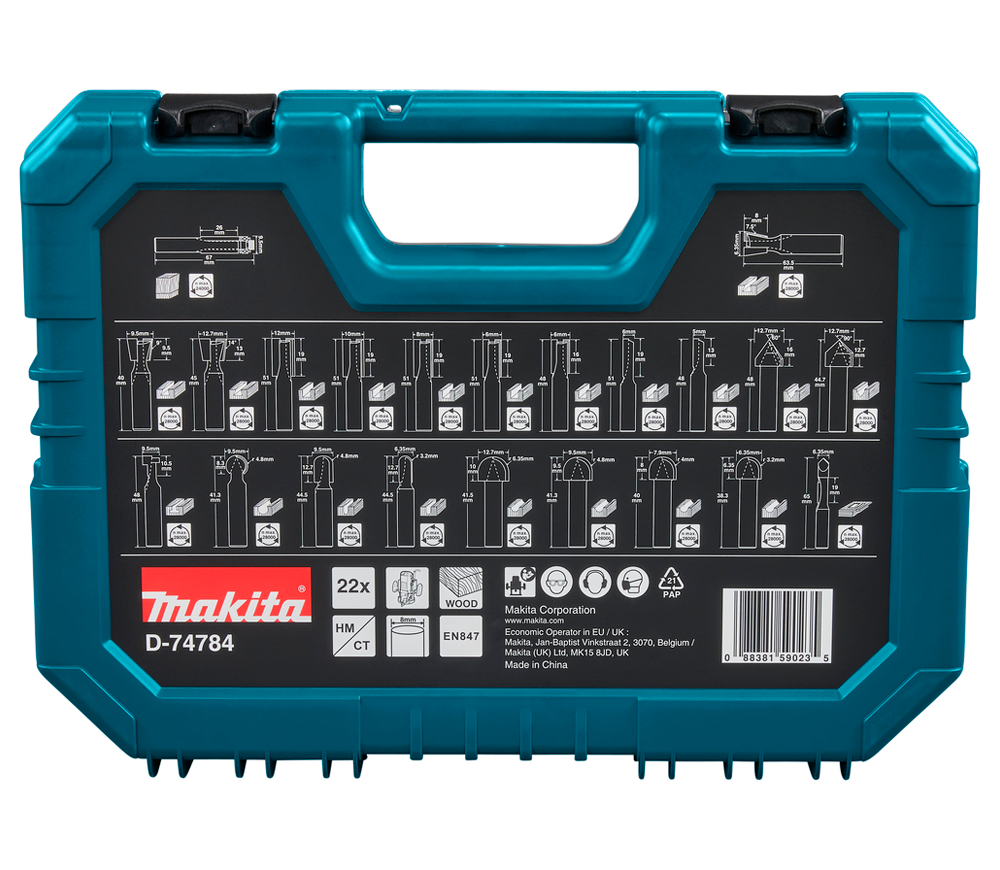 Набор 22 фрезы по дереву MAKITA D-74784 6.35-19мм photo 1
