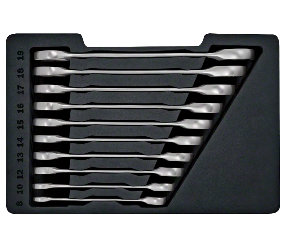 Набор трещоточных ключей 10 предметов BOSCH 1600A02AU0 8-19мм photo 0