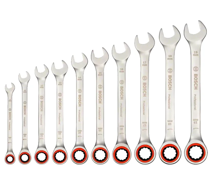 Set de chei cu clichet 10 piese  BOSCH 1600A02AU0 8-19mm-1