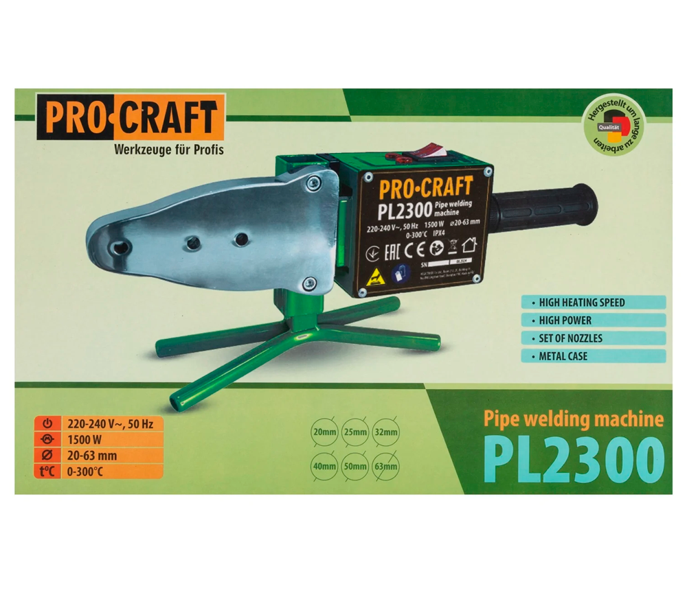 Aparat de lipit tevi din polipropilena ProCraft PL2300 1500w 20/25/32/40/50/63mm photo 2