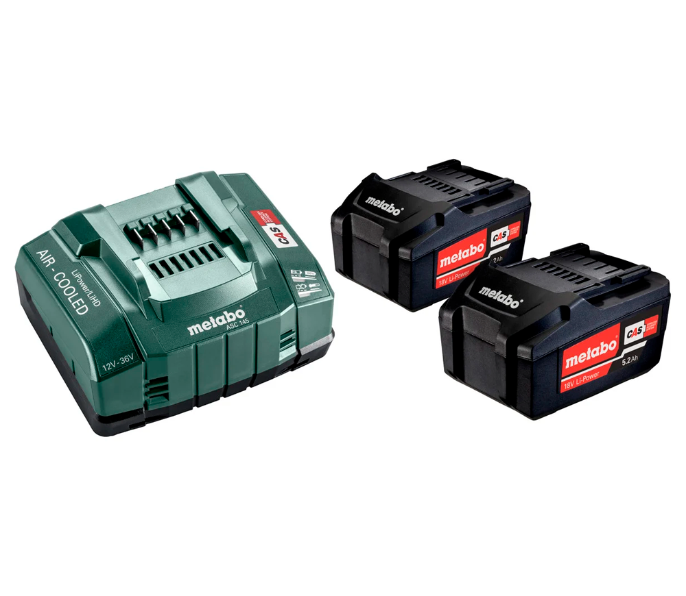Зарядное устройство + 2 аккумулятора METABO Basic Set 2 x 5.2 Ah 18В 3A photo
