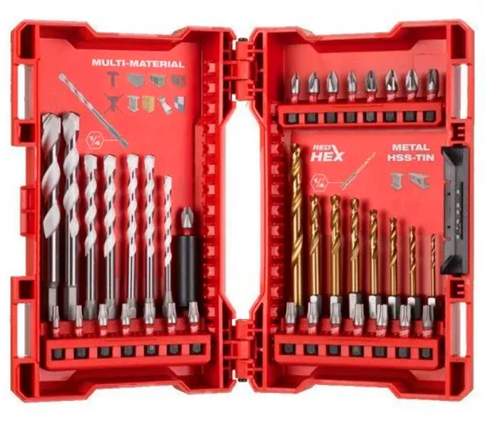 Набор сверл и бит MILWAUKEE Shockwave Red HEX 2-10мм HSS-G-1