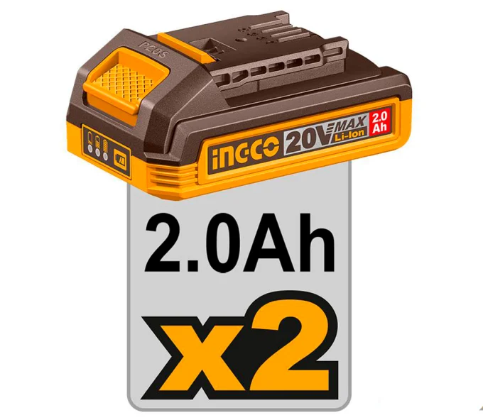 Mașină de înșurubat cu percuție cu acum. INGCO CIDLI20558 20V 2Ah-6