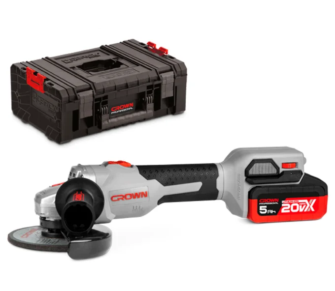 Угловая шлифмашина аккумуляторная CROWN CT23008-125HX-5 IMC 125мм 20В 5Ач-1