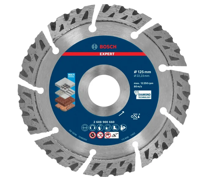 Disc de tăiat cu diamant BOSCH EXPERT MultiMaterial 125mm Segmentat Beton/Piatră/Cărămidă-1