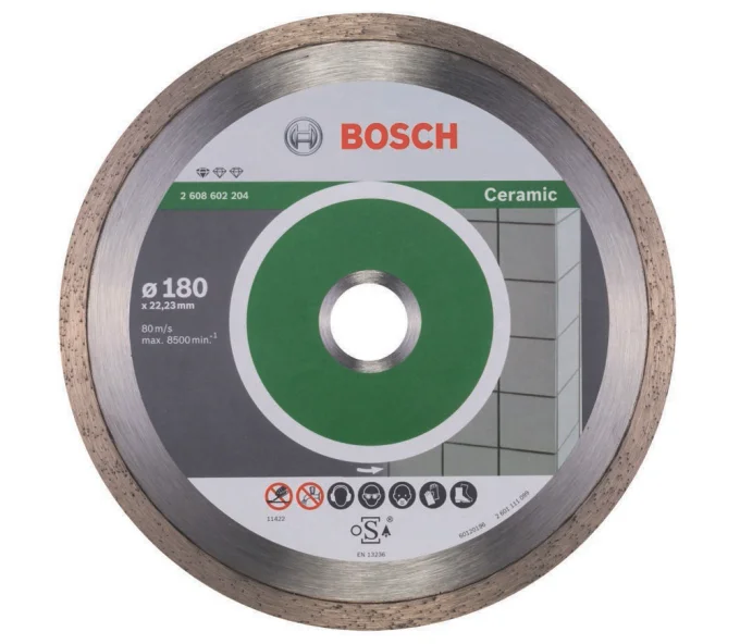 Disc de tăiat cu diamant BOSCH Standard for Ceramic 180mm Solid Ceramică/Gresie/Marmură-1
