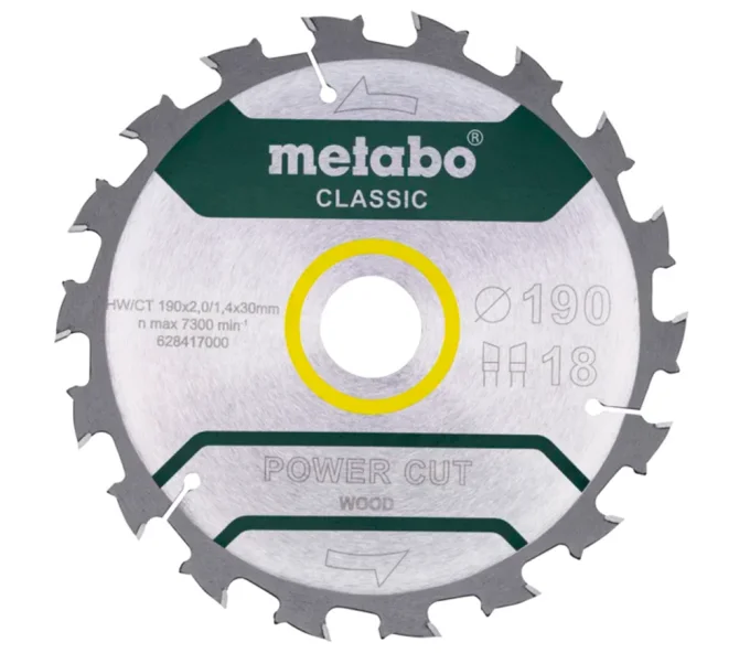 Disc pentru fierastrau electric METABO Power CUT 190x30 Z18 WZ 5 190mm 1.4mm Lemn-1