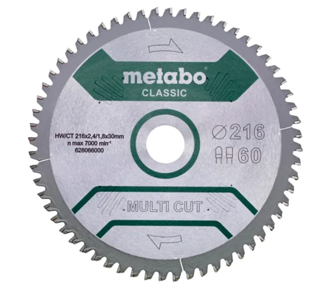 Disc pentru fierastrau electric METABO Multi CUT Pro 216x30 Z60 FZ/TZ 5 254mm 1.8mm Universal-1