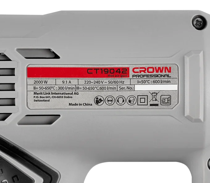 Suflantă de aer cald CROWN CT19042K 2000w 650°C-2