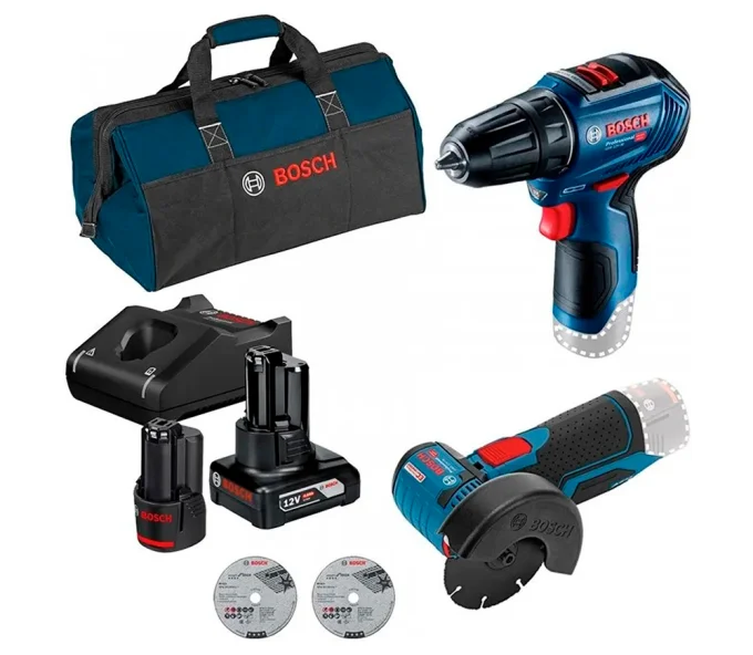 Set de unelte cu acumulator BOSCH GWS 12V-76 + GSR 12V-30 Bosch Professional-1