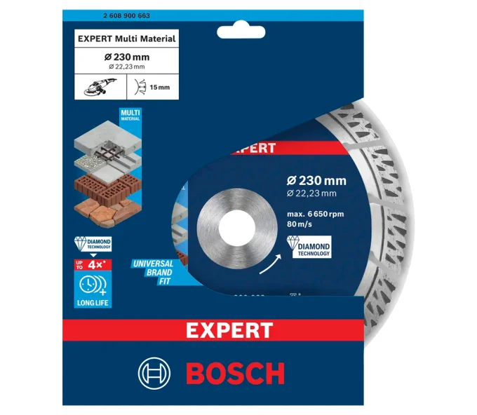 Disc de tăiat cu diamant BOSCH EXPERT MultiMaterial 230mm Segmentat Beton/Piatră/Cărămidă-2