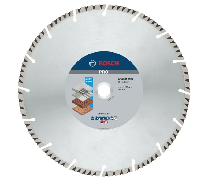 Disc de tăiat cu diamant BOSCH Standard for Universal 350mm Turbo Beton/Piatră/Cărămidă-1