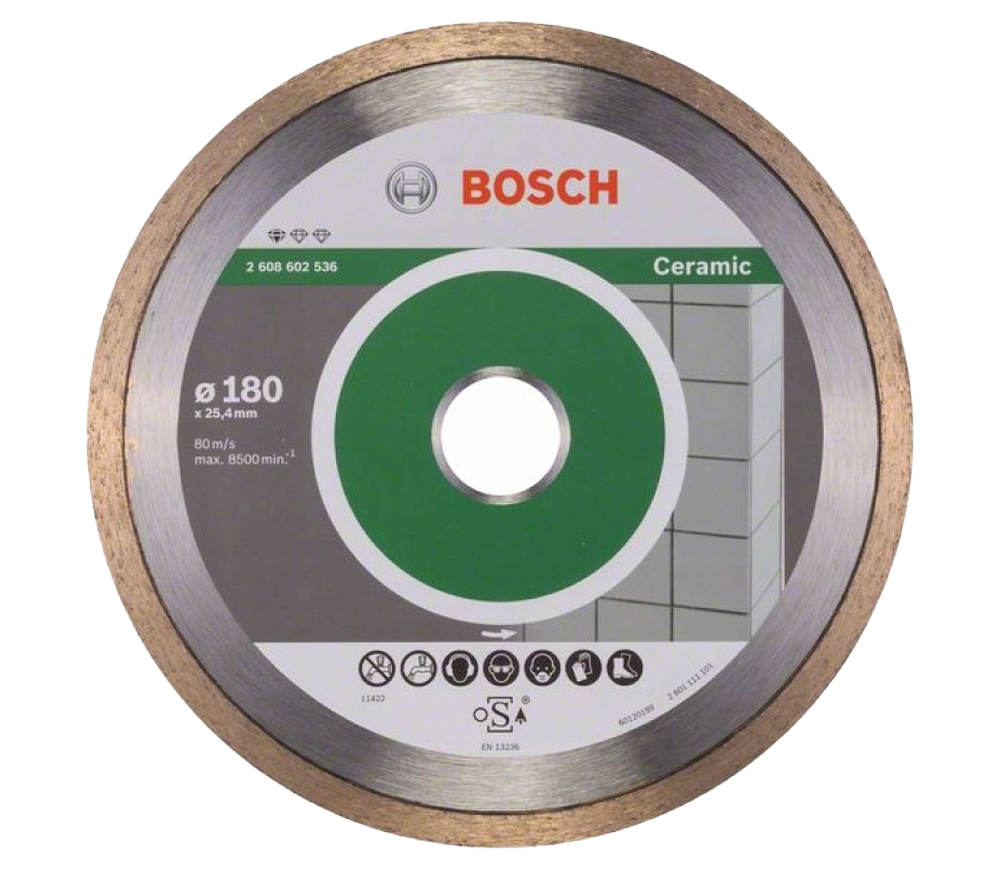 Алмазный отрезной диск BOSCH Standard for Ceramic 180мм Сплошной Керамика/Мрамор/Гранит