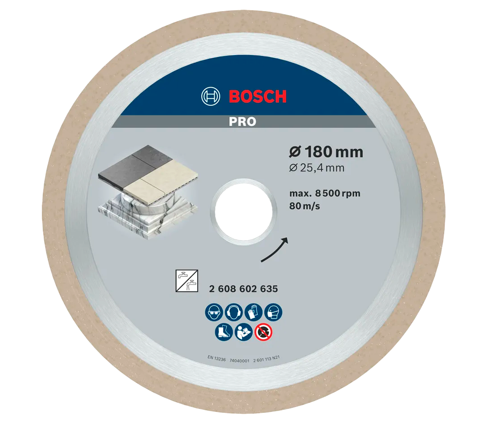 Алмазный отрезной диск BOSCH Best for Ceramic 180мм Сплошной Керамика/Мрамор/Гранит