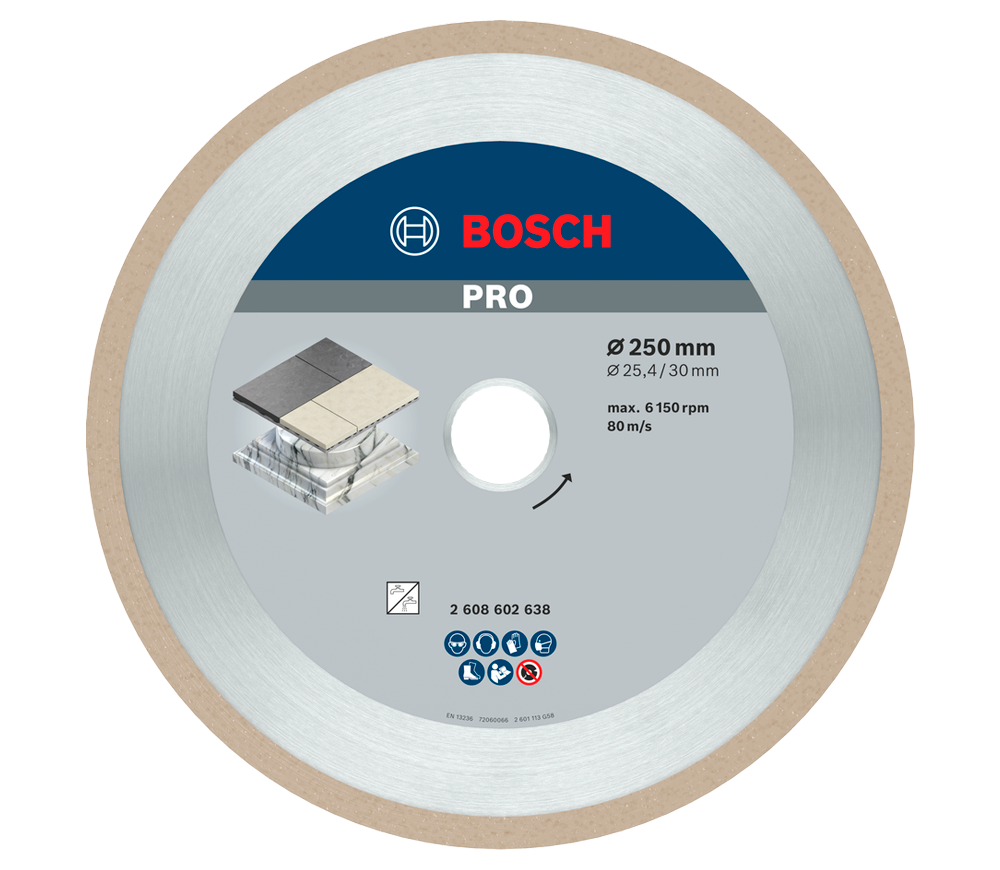 Алмазный отрезной диск BOSCH Best for Ceramic 250мм Сплошной Керамика/Мрамор/Гранит