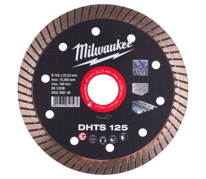 Disc de tăiat cu diamant MILWAUKEE DHTS 125mm Turbo Ceramică/Marmura/Granit-1