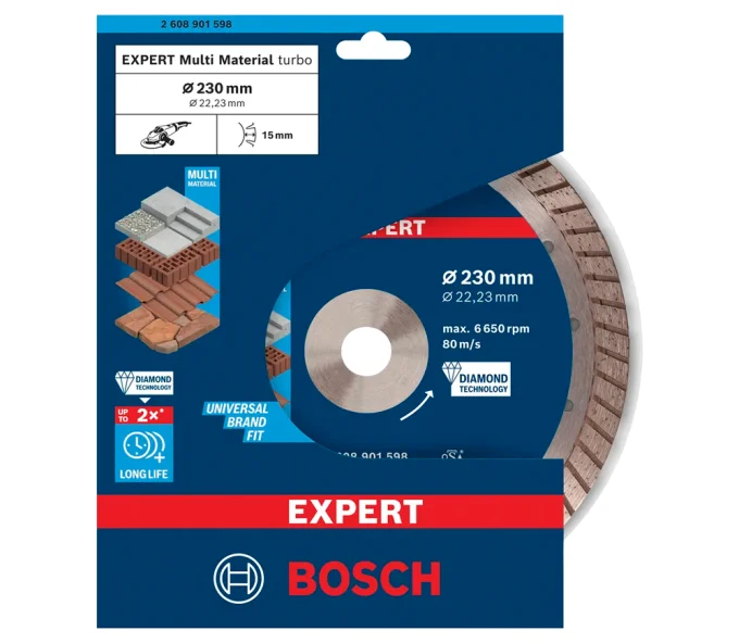 Disc de tăiat cu diamant BOSCH EXPERT MultiMaterial 230 Turbo Beton/Piatră/Cărămidă-2