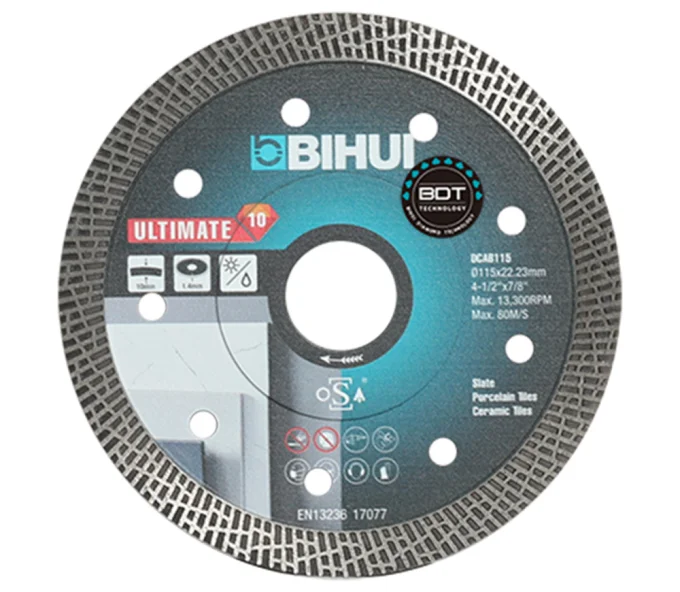 Disc de tăiat cu diamant BIHUI DCAB115 115mm Turbo Ceramică/Marmura/Granit-1
