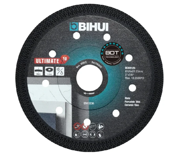 Disc de tăiat cu diamant BIHUI Ultimate DCAM125 125mm Turbo Ceramică/Marmura/Granit-1
