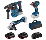 Набор аккумуляторных инструментов BOSCH GBH 18V-26 + GDX 18V-200 + GWS 18V-10-1