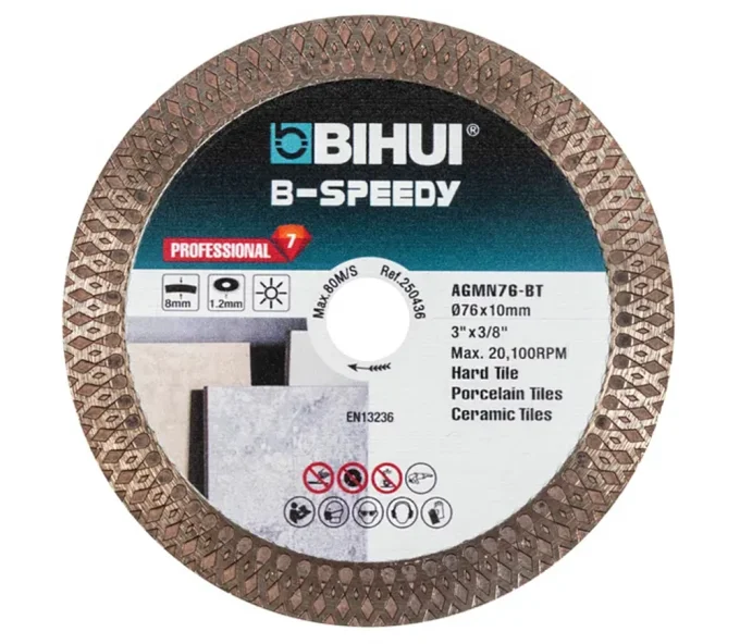 Disc de tăiat cu diamant BIHUI AGMN76-BT 76mm Turbo Ceramică/Marmura/Granit-1