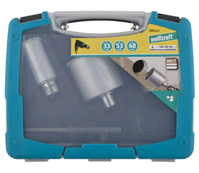 Set carote cu carbură de wolfram Wolfcraft 1003000 Carbură de wolfram 8/33/53/68mm-8