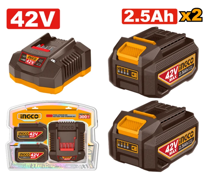 Încărcător cu 2 acumulatoare INGCO FBCPM25221 90w 42V 2A-1