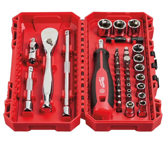 Set 38 piese 1/4" Clichet, Antrenor și Tubulare Milwaukee 4932498381-2