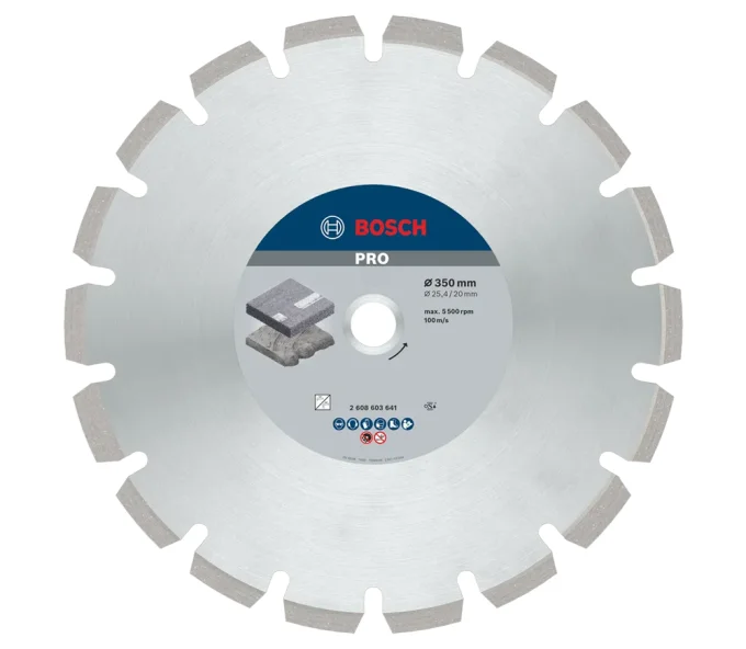 Disc de tăiat cu diamant BOSCH PRO Asphalt 350mm Segmentat Asfalt-1