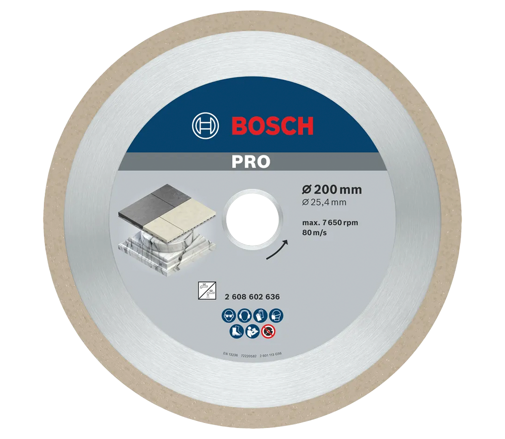 Disc de tăiat cu diamant BOSCH PRO Ceramic 200mm Solid Ceramică/Porțelan/Marmură photo