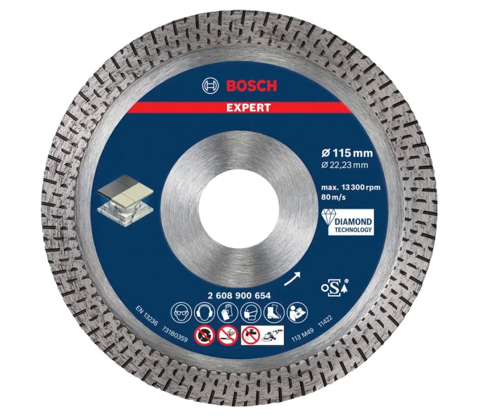 Disc de tăiat cu diamant BOSCH EXPERT HardCeramic 115mm Turbo Ceramică/Porțelan/Marmură-1