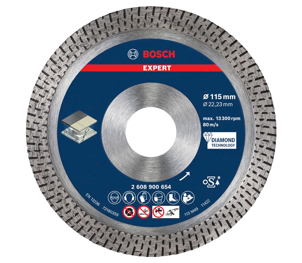 Алмазный отрезной диск BOSCH EXPERT HardCeramic 115мм Турбо Керамика/Керамогранит/Мрамор