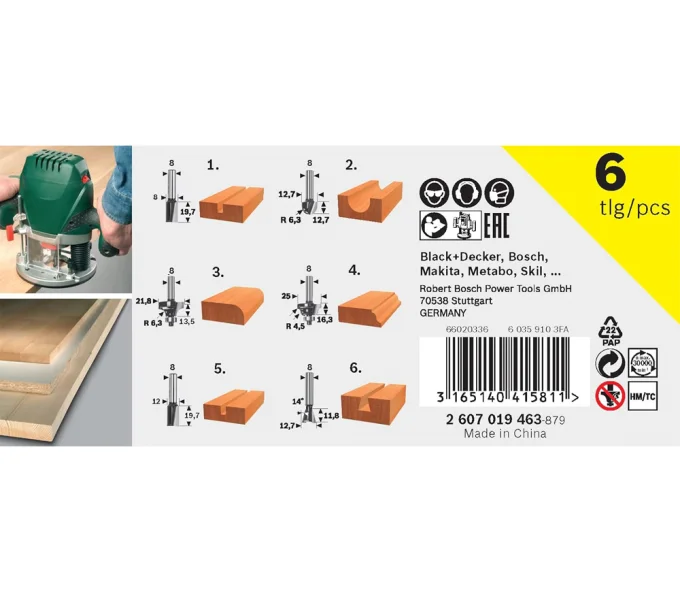 Set de freze pentru lemn BOSCH 2607019462 (6 piese)-4