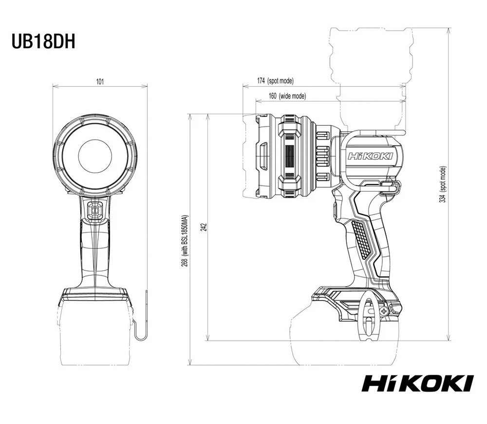 Фонарь строительный аккумуляторный HIKOKI UB18DHW4Z 1050лм 18В-4