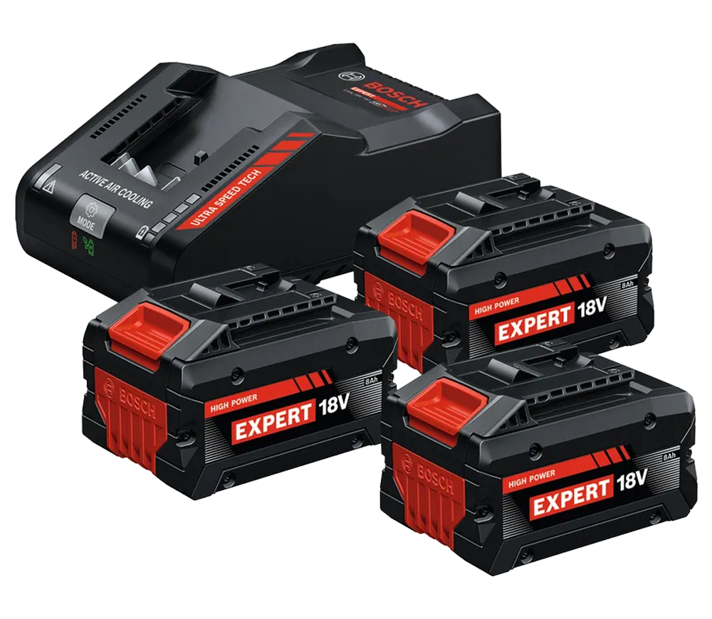 Зарядное устройство + 3 аккумулятора BOSCH EXBA18V-80 + EXAL18V-160 350вт 18В 16A