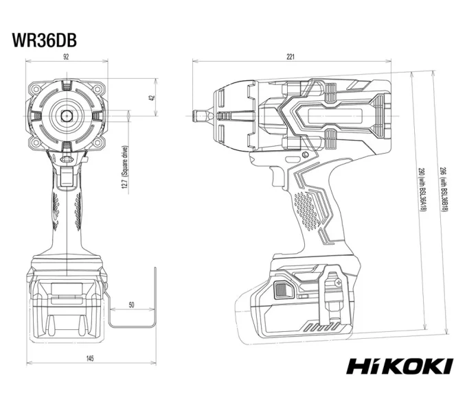 Гайковерт аккумуляторный (без АКБ) HIKOKI WR36DBW2Z 36В 1650Нм-2