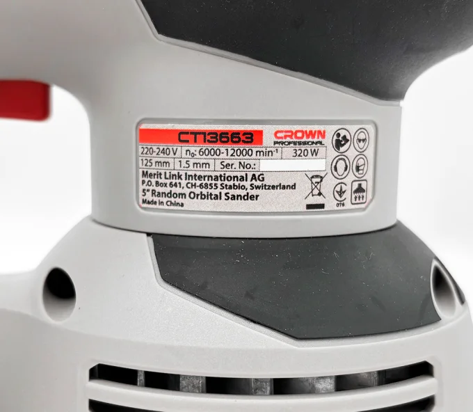 Mașină de șlefuit excentrică CROWN CT13663V 320w 125mm-6