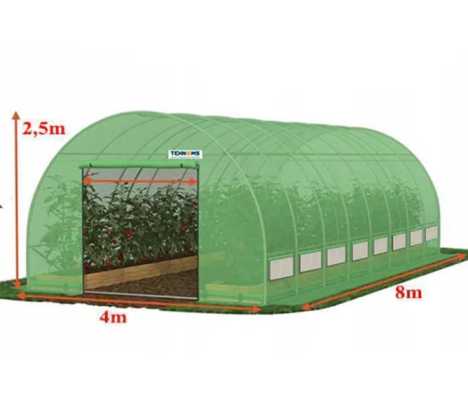 Теплица арочная TEHNO-MS 8x4x2.5 мм 32м² Зелёная-1