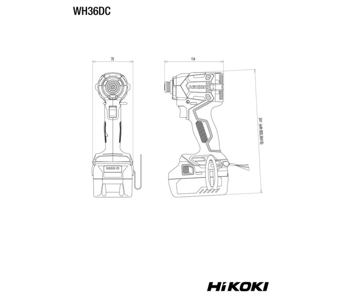 Винтовёрт аккумуляторный ударный HIKOKI WH36DCWRZ 36В 2.5Ач-7
